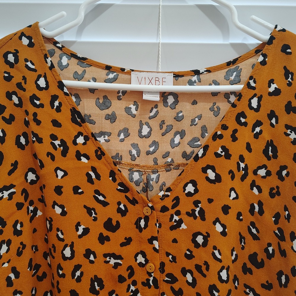LEOPARD PRINT BLOUSE WOMENS MEDIUM LIGHTWEIGHT LONGSLEEVE CASUAL Alternative - Picture 2 of 6